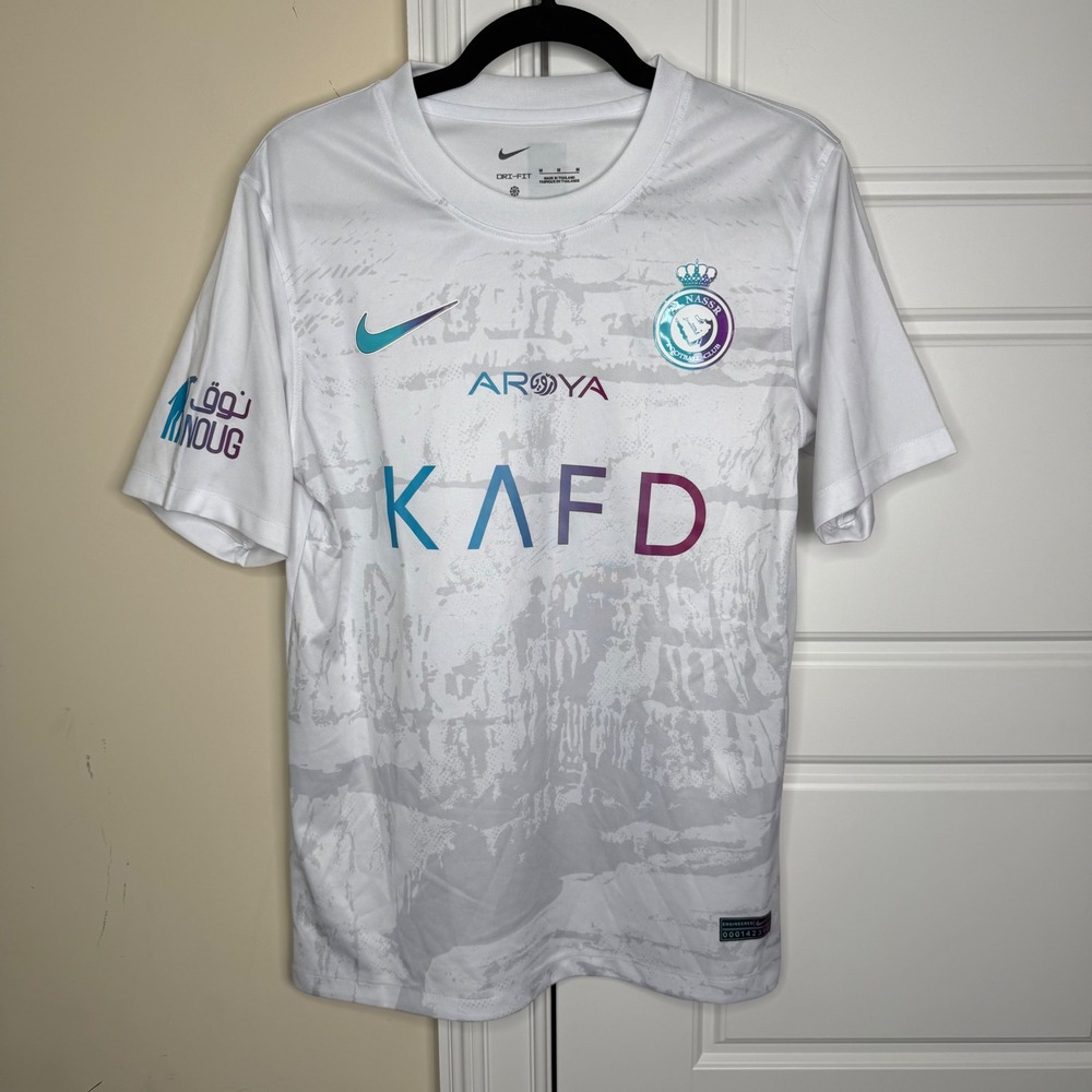 Nike Al-Nassr FC Away 2023/24 Jersey Mens M White Iridescent 13 Saudi Arabia kit